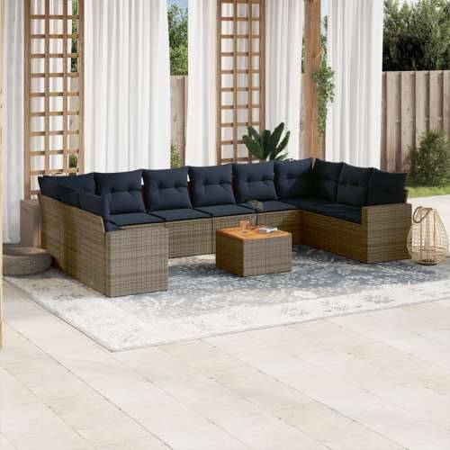Vrtna garnitura - 11-dijelni set vrtnih sofa od poliratana s jastucima sivi - Siva 2x corner+6x centre+2x sofa+1x garden+12x bac Cijena