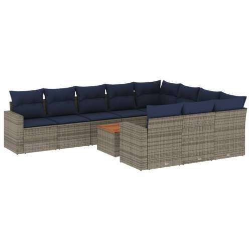 Vrtna garnitura - 11-dijelni set vrtnih sofa od poliratana s jastucima sivi - Siva 2x corner+6x centre+2x sofa+1x garden+12x bac Cijena