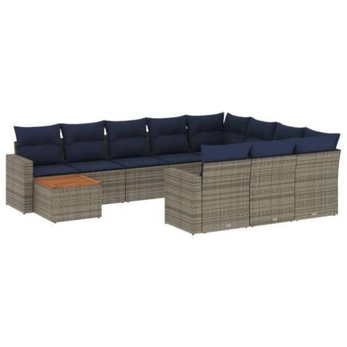 Vrtna garnitura - 11-dijelni set vrtnih sofa od poliratana s jastucima sivi - Siva 2x corner+6x centre+2x sofa+1x garden+12x bac Cijena