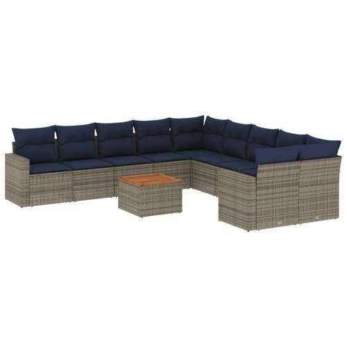 Vrtna garnitura - 11-dijelni set vrtnih sofa od poliratana s jastucima sivi - Siva 2x corner+6x centre+2x sofa+1x garden+12x bac Cijena