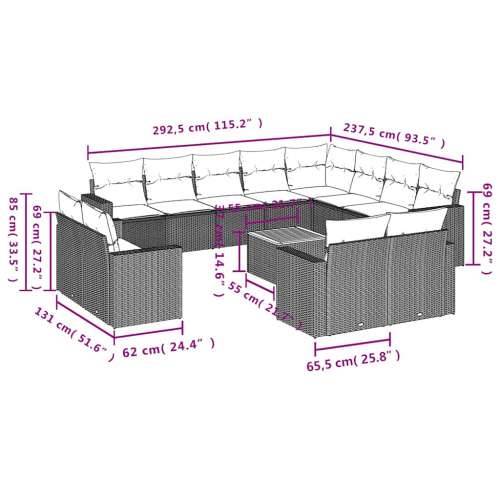 Vrtna garnitura - 13-dijelni set vrtnih sofa od poliratana s jastucima sivi - Siva 1 Cijena