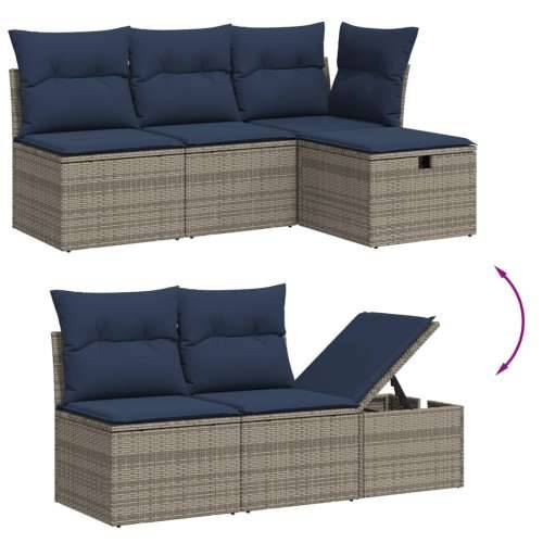 Vrtna garnitura - 9-dijelni set vrtnih sofa od poliratana s jastucima sivi - Siva bez spremišta 1 Cijena