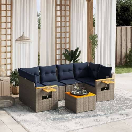 Vrtna garnitura - 7-dijelni set vrtnih sofa od poliratana s jastucima sivi - Siva 1 Cijena