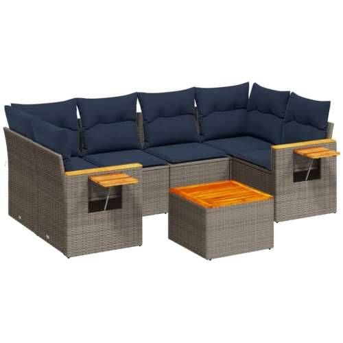 Vrtna garnitura - 7-dijelni set vrtnih sofa od poliratana s jastucima sivi - Siva 1 Cijena