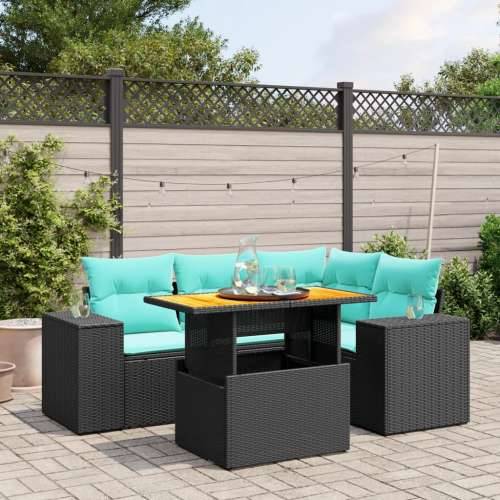 Vrtna garnitura - 5-dijelni set vrtnih sofa od poliratana s jastucima crni - Crna bez spremišta 1 Cijena