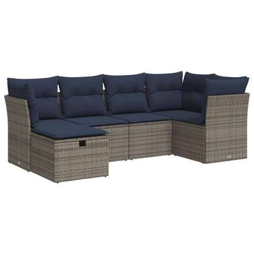 Vrtna garnitura - 6-dijelni set vrtnih sofa od poliratana s jastucima sivi - Siva sa spremištem 6 Cijena