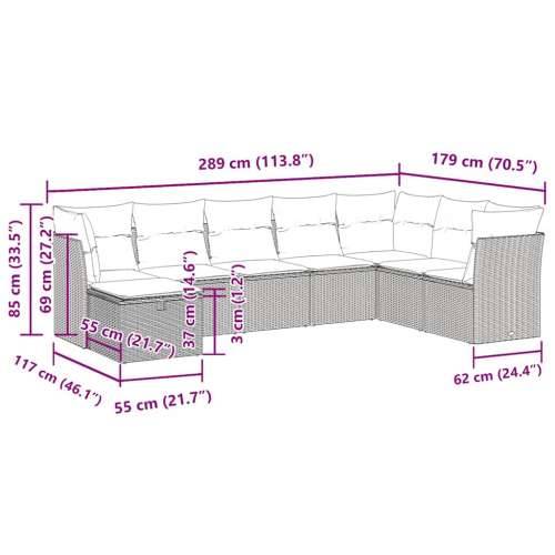 Vrtna garnitura - 8-dijelni set vrtnih sofa od poliratana s jastucima sivi - Siva sa spremištem 8 Cijena