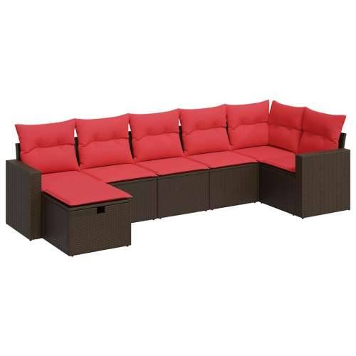 Vrtna garnitura - 7-dijelni set vrtnih sofa od poliratana s jastucima smeđi - Smeđa sa spremištem 7 Cijena
