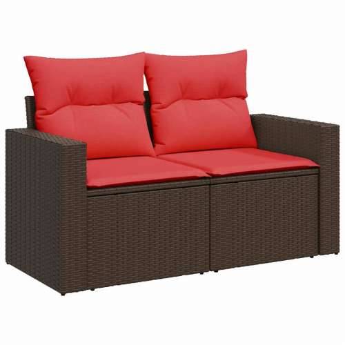 Vrtna garnitura - 9-dijelni set vrtnih sofa s jastucima poliratan smeđi - Smeđa sa spremištem 8 Cijena