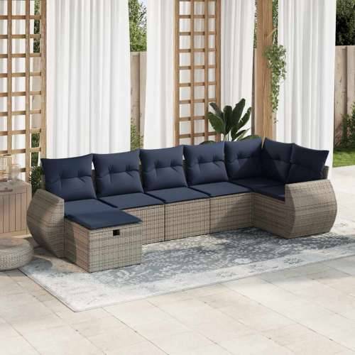 Vrtna garnitura - 7-dijelni set vrtnih sofa sivi od poliratana - Siva sa spremištem 7 Cijena