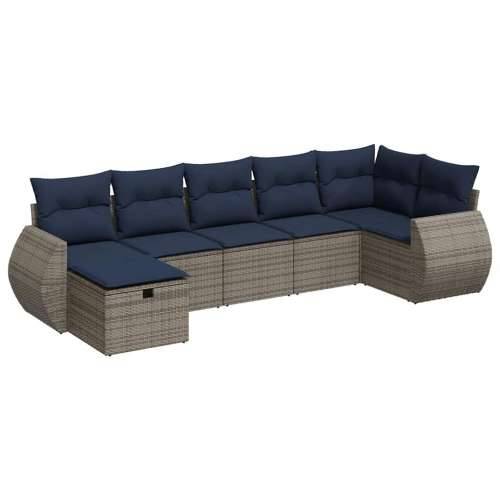 Vrtna garnitura - 7-dijelni set vrtnih sofa sivi od poliratana - Siva sa spremištem 7 Cijena
