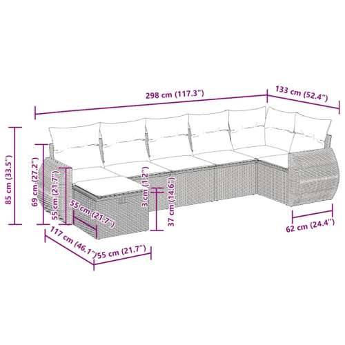 Vrtna garnitura - 7-dijelni set vrtnih sofa sivi od poliratana - Siva sa spremištem 7 Cijena