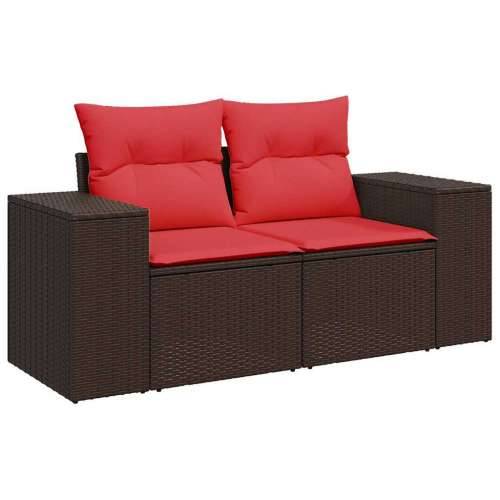 Vrtna garnitura - 5-dijelni set vrtnih sofa s jastucima poliratan smeđi - Smeđa sa spremištem 5 Cijena