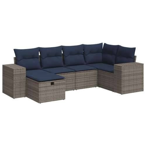 Vrtna garnitura - 6-dijelni set vrtnih sofa od poliratana s jastucima sivi - Siva sa spremištem 5 Cijena