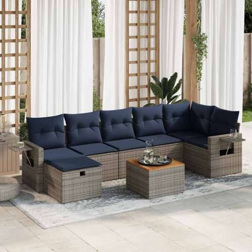 Vrtna garnitura - 8-dijelni set vrtnih sofa od poliratana s jastucima sivi - Siva 1 Cijena
