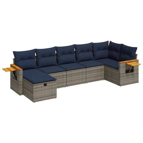 Vrtna garnitura - 7-dijelni set vrtnih sofa sivi od poliratana - Siva sa spremištem 7 Cijena