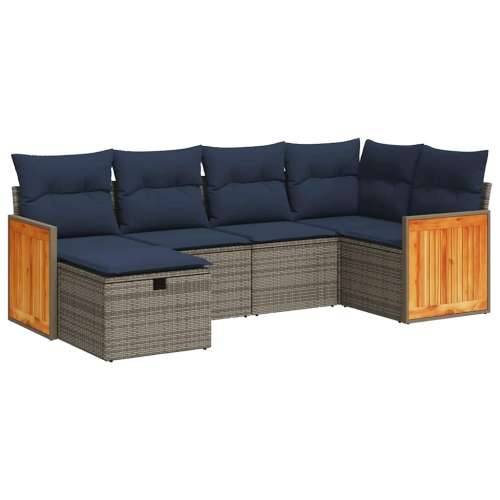 Vrtna garnitura - 6-dijelni set vrtnih sofa od poliratana s jastucima sivi - Siva sa spremištem 5 Cijena