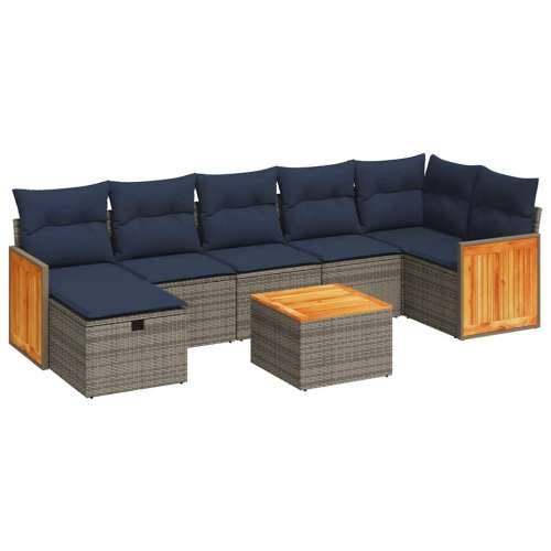Vrtna garnitura - 8-dijelni set vrtnih sofa od poliratana s jastucima sivi - Siva sa spremištem 7 Cijena