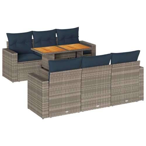 Vrtna garnitura - 7-dijelni set vrtnih sofa sivi od poliratana - Siva 1 Cijena