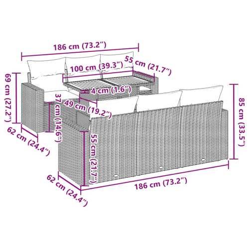 Vrtna garnitura - 7-dijelni set vrtnih sofa sivi od poliratana - Siva 1 Cijena