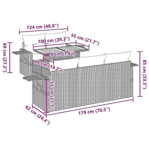 Vrtna garnitura - 6-dijelni set vrtnih sofa od poliratana s jastucima sivi - Siva 1 Cijena