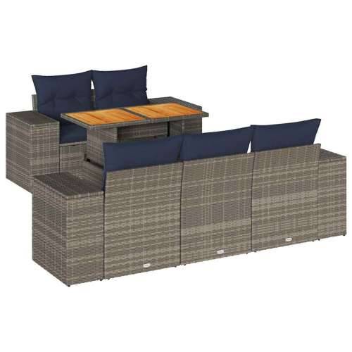 Vrtna garnitura - 6-dijelni set vrtnih sofa od poliratana s jastucima sivi - Siva 1 Cijena