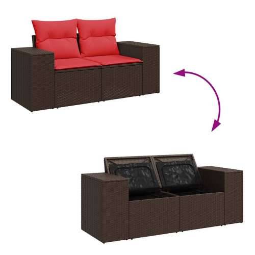 Vrtna garnitura - 7-dijelni set vrtnih sofa od poliratana s jastucima crni bagrem - Smeđa sa spremištem 1 Cijena