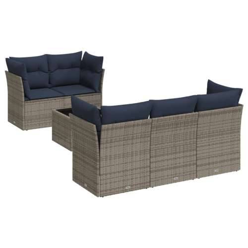 Vrtna garnitura - 6-dijelni set vrtnih sofa od poliratana s jastucima sivi - siva i modra 1 Cijena