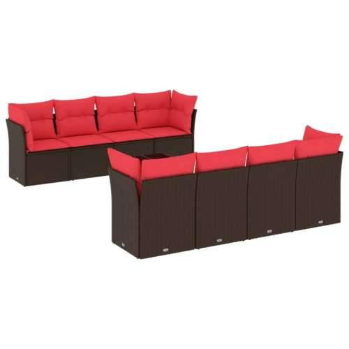 Vrtna garnitura - 9-dijelni set vrtnih sofa s jastucima poliratan smeđi - Smeđa stol + 4x srednja + 4x kutna 1 Cijena