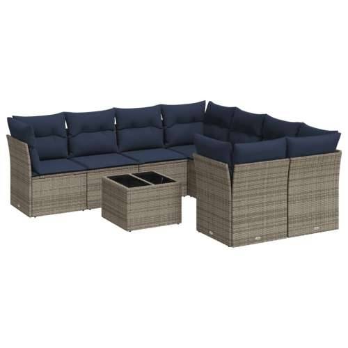 Vrtna garnitura - 9-dijelni set vrtnih sofa od poliratana s jastucima sivi - Siva 4x kutna + stol + 4x srednja 1 Cijena