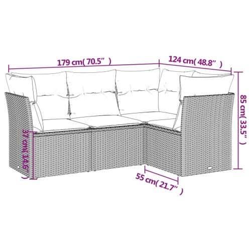 Vrtna garnitura - 4-dijelni set vrtnih sofa od poliratana s jastucima sivi - bež i siva Bez stola 1 Cijena