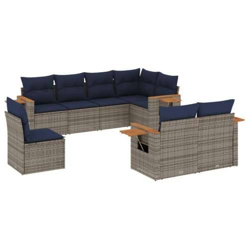 Vrtna garnitura - 8-dijelni set vrtnih sofa od poliratana s jastucima sivi - Siva Bez stola 1 Cijena