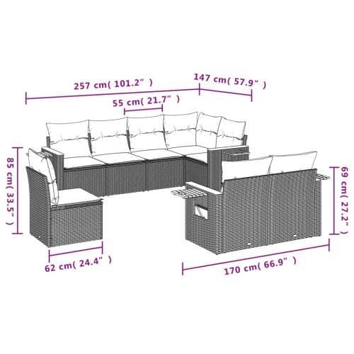 Vrtna garnitura - 8-dijelni set vrtnih sofa od poliratana s jastucima sivi - Siva Bez stola 1 Cijena