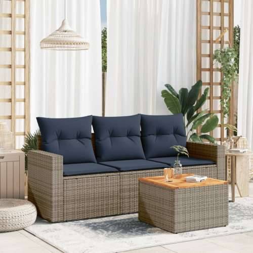 Vrtna garnitura - 4-dijelni set vrtnih sofa od poliratana s jastucima sivi - Siva 1 Cijena