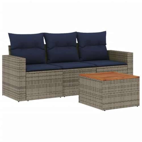 Vrtna garnitura - 4-dijelni set vrtnih sofa od poliratana s jastucima sivi - Siva 1 Cijena