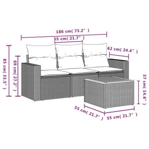 Vrtna garnitura - 4-dijelni set vrtnih sofa od poliratana s jastucima sivi - Siva 1 Cijena