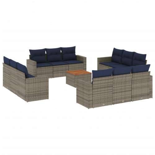 Vrtna garnitura - 13-dijelni set vrtnih sofa od poliratana s jastucima sivi - Siva 1 Cijena