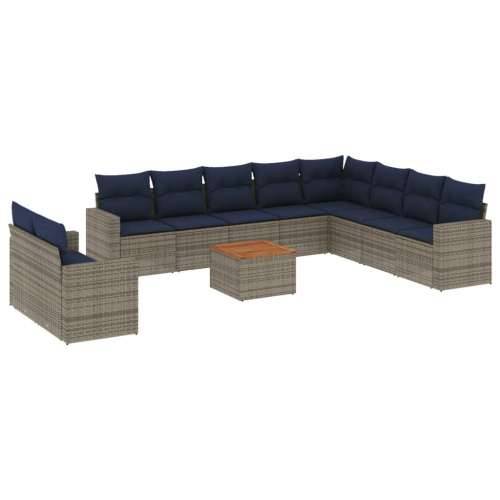 Vrtna garnitura - 11-dijelni set vrtnih sofa od poliratana s jastucima sivi - Siva 1 Cijena