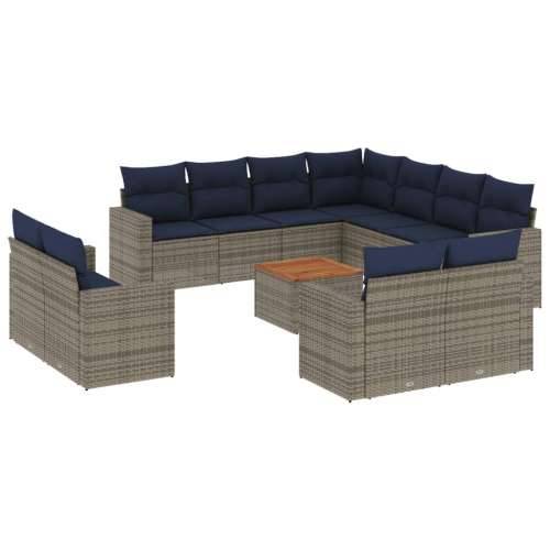 Vrtna garnitura - 12-dijelni set vrtnih sofa od poliratana s jastucima sivi - Siva 1 Cijena