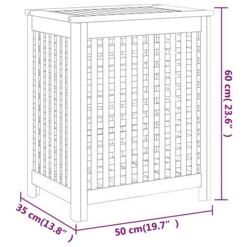 Košara za rublje 50 x 35 x 60 cm od masivne tikovine - 50 x 35 x 60 cm 1 Cijena