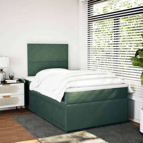 Box spring krevet s madracem tamnozeleni 120x200 cm baršunasti - Tamnozelena 120 x 200 cm Gladak dizajn Cijena