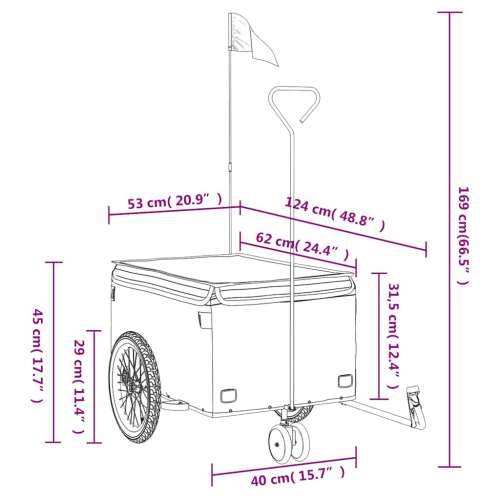 Prikolica za bicikl crno-narančasta 30 kg željezna - orange 124 x 53 x 45 cm Cijena