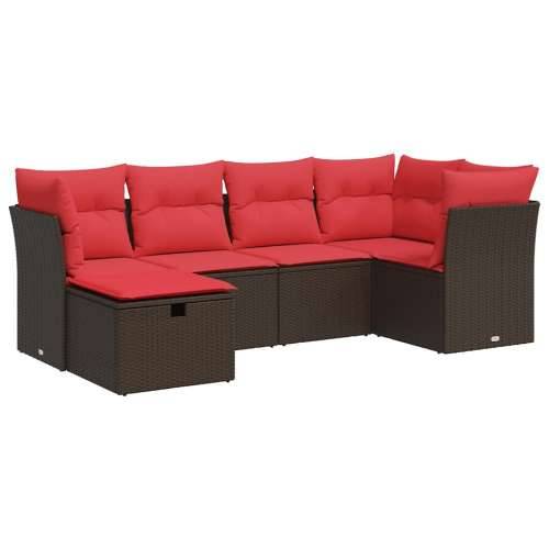 Vrtna garnitura - 6-dijelni set vrtnih sofa od poliratana s jastucima smeđi - Smeđa sa spremištem 6 Cijena
