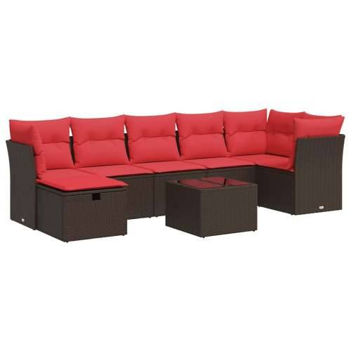 Vrtna garnitura - 8-dijelni set vrtnih sofa s jastucima smeđi od poliratana - Smeđa sa spremištem 7 Cijena