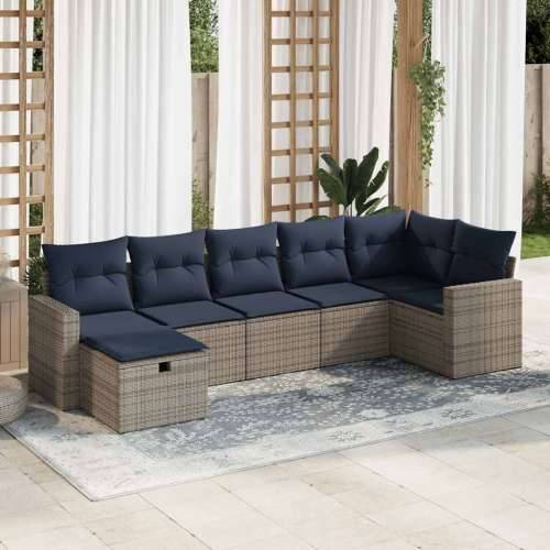 Vrtna garnitura - 7-dijelni set vrtnih sofa sivi od poliratana - Siva sa spremištem 7 Cijena