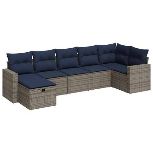 Vrtna garnitura - 7-dijelni set vrtnih sofa sivi od poliratana - Siva sa spremištem 7 Cijena