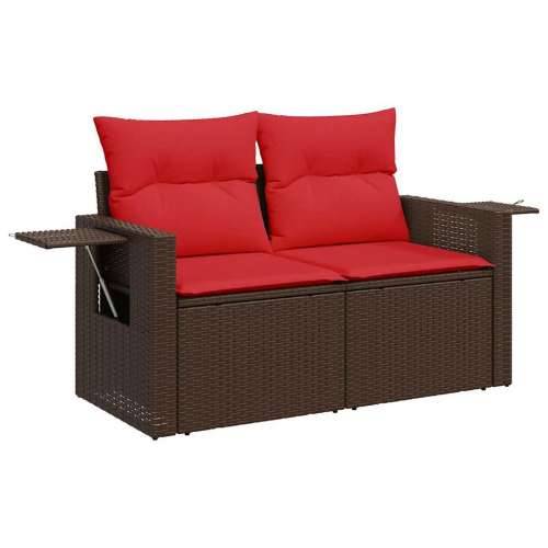 Vrtna garnitura - 5-dijelni set vrtnih sofa s jastucima poliratan smeđi - Smeđa sa spremištem 5 Cijena