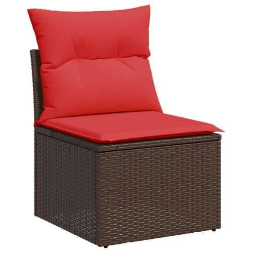 Vrtna garnitura - 5-dijelni set vrtnih sofa s jastucima poliratan smeđi - Smeđa sa spremištem 5 Cijena
