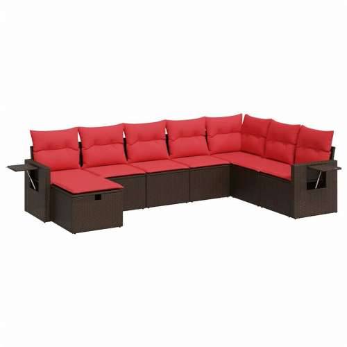 Vrtna garnitura - 8-dijelni set vrtnih sofa s jastucima smeđi od poliratana - Smeđa sa spremištem 8 Cijena