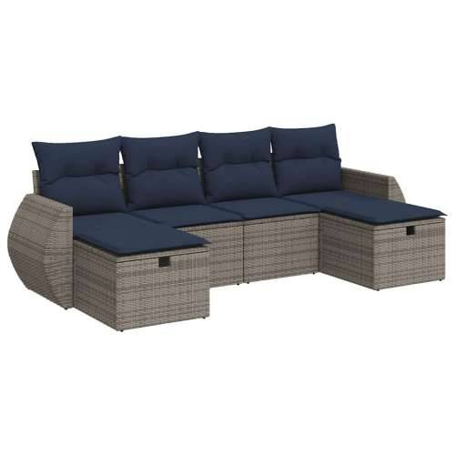 Vrtna garnitura - 6-dijelni set vrtnih sofa od poliratana s jastucima sivi - Siva sa spremištem 1 Cijena